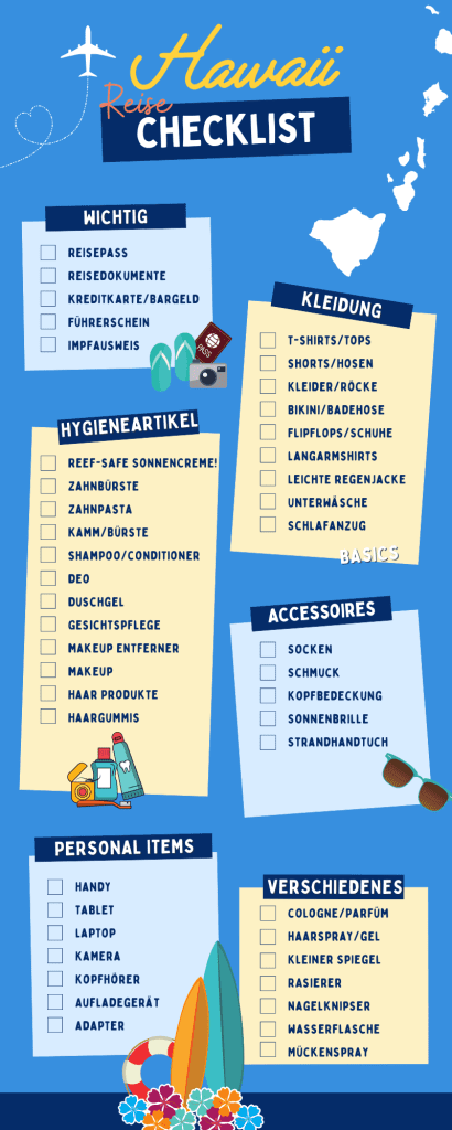Checkliste: Was muss ich für meinen Urlaub in Hawaii einpacken.