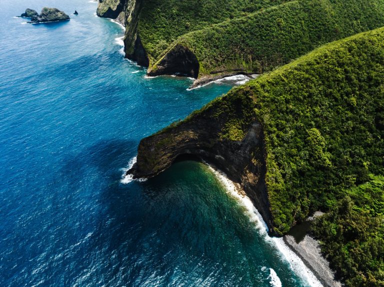aerial view of cliffs at the hamakua coast big island hawaii