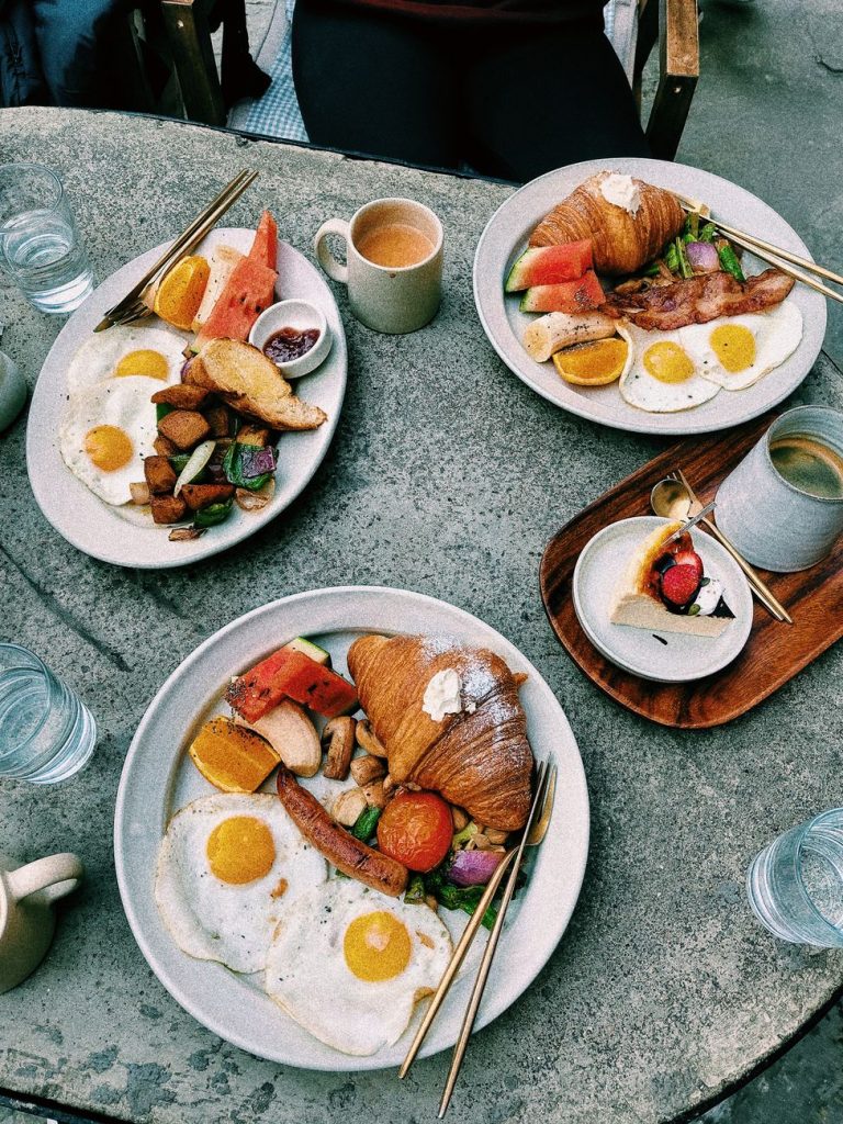 delicious outdoor brunch with full breakfast