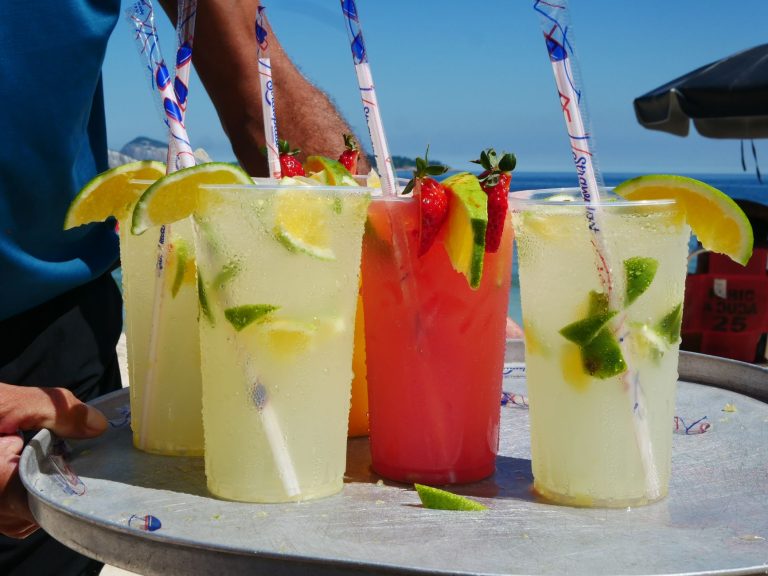 refreshing lemonade beverages on brazilian beach