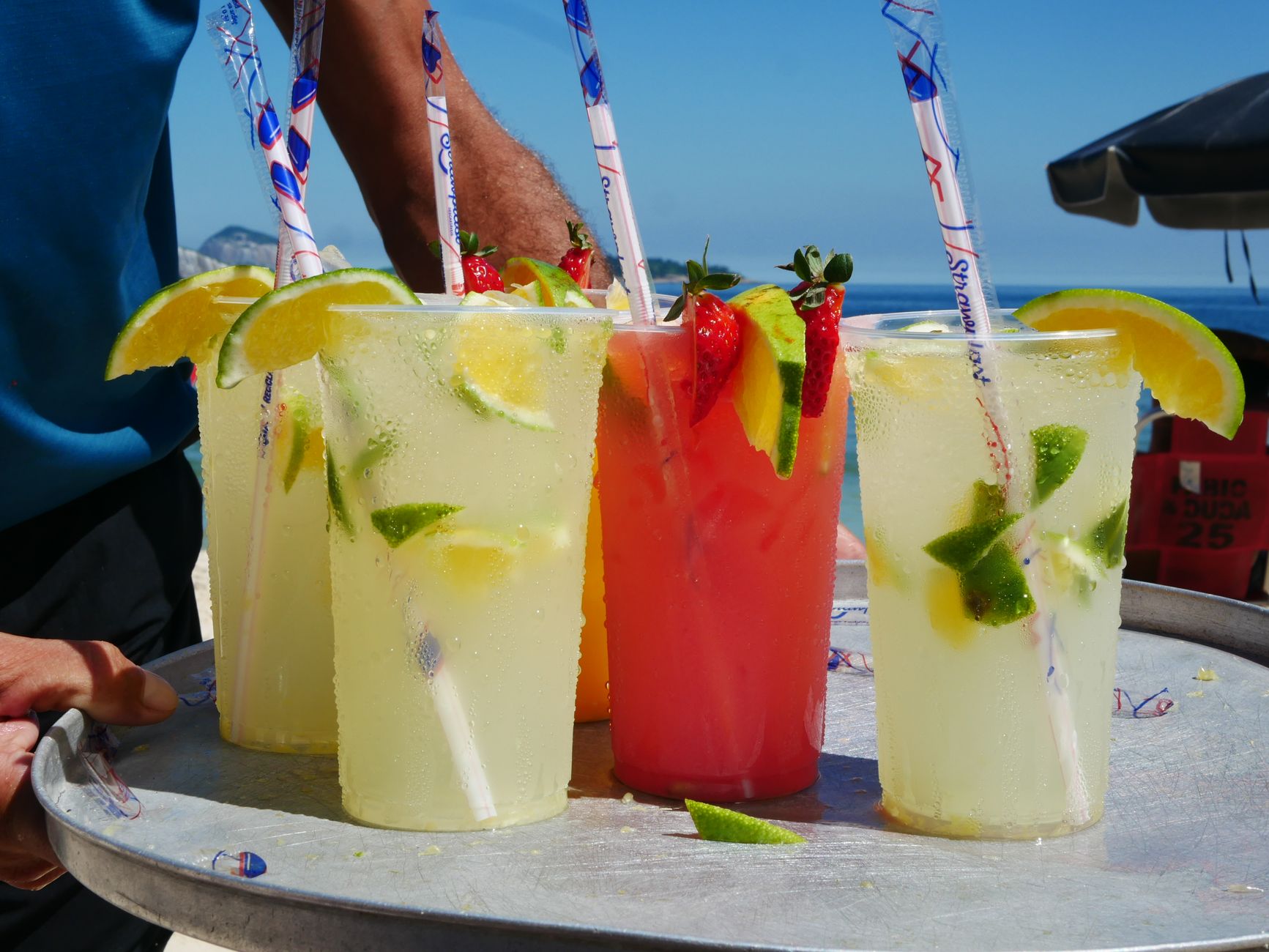 refreshing lemonade beverages on brazilian beach